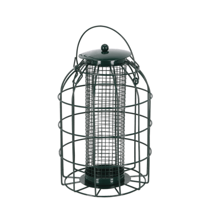 Groene draadkooi vogelvoederhuisje voor kleine tuinvogels
