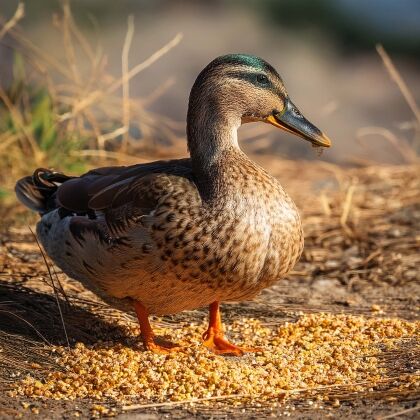 Eenden voeren in de zomer