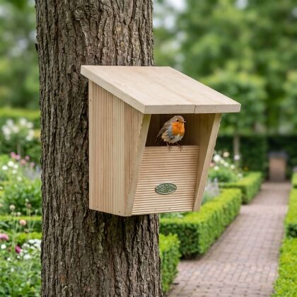 Roodborstje bij Roodborst Comfort Nestkast