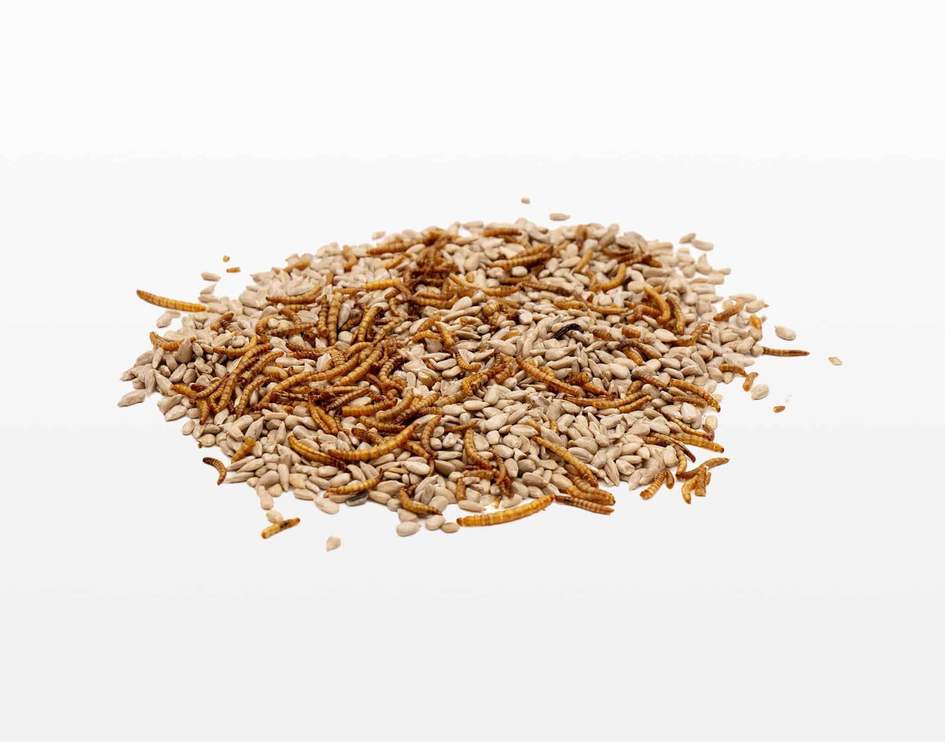 Gepelde zonnebloempitten met meelworme