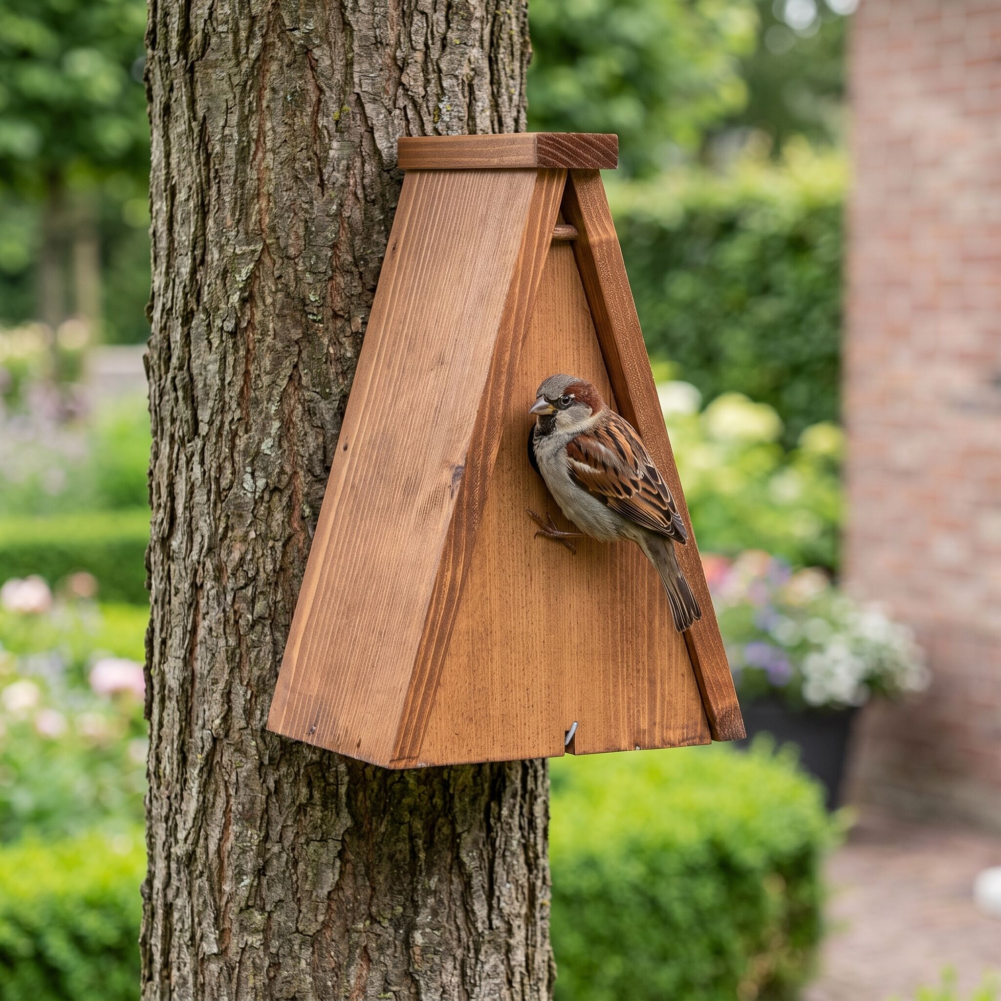 Huismus bij nestkast Mus Triangel