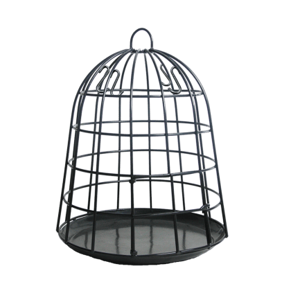 Zwarte metalen strooivoer houder voor kleine tuinvogels