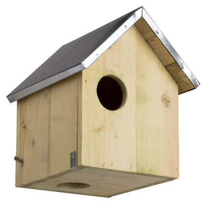 Houten eekhoorn nestkast en huisje met metalen dak 2