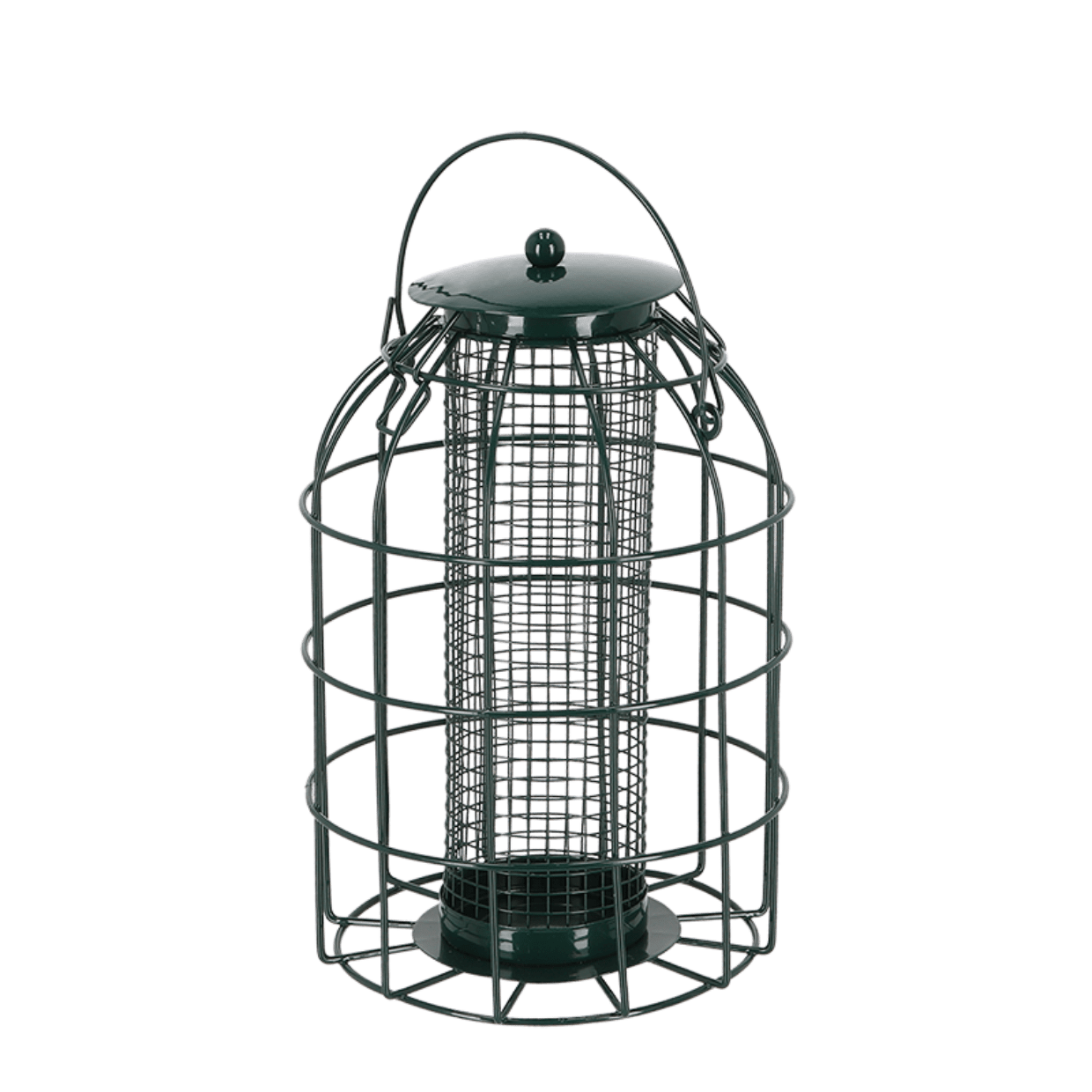 Groene draadkooi vogelvoederhuisje voor kleine tuinvogels