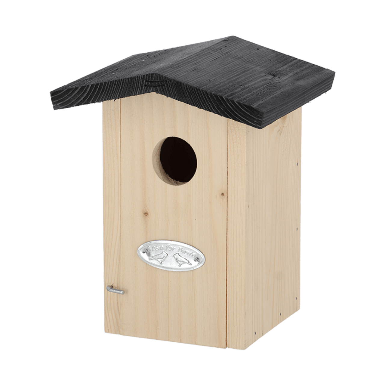 Houten vogelhuisje met zwart dakje tuinaccessoire