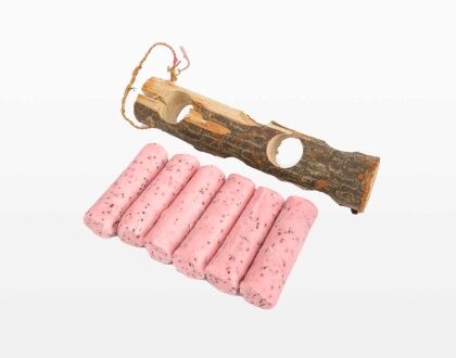 Vetstaafjeshouder hout met 6 bessen vetstaafjes